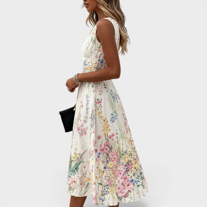 Gayle – Sleeveless Wildflower Midi Dress