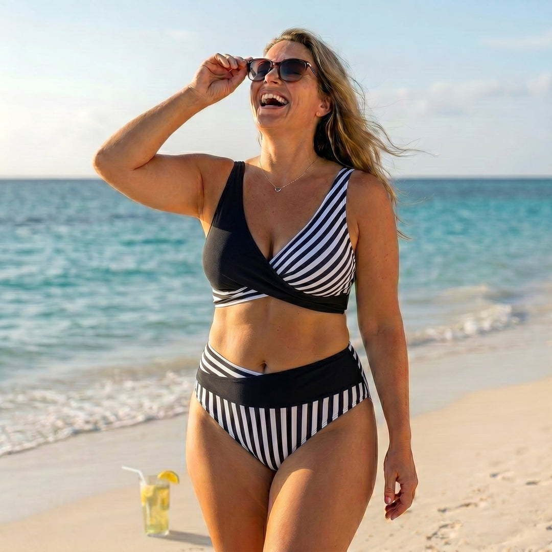 Wendy – Striped Wrap Bikini Set