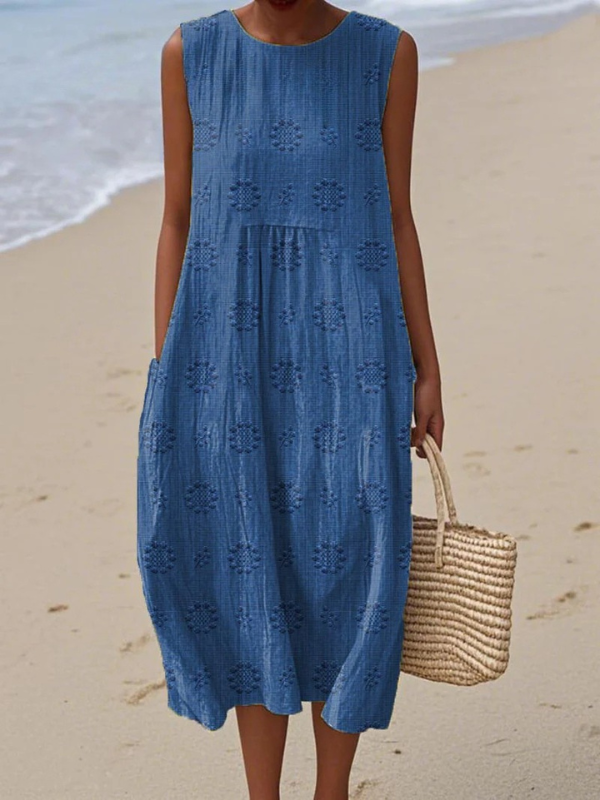 Louise – Textured Embroidered Midi Dress