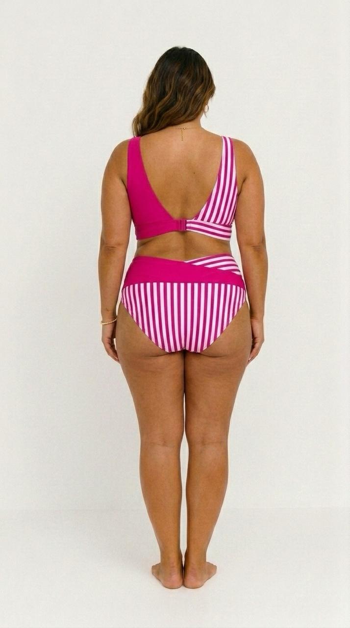 Janelle – Striped Crossover Bikini Set
