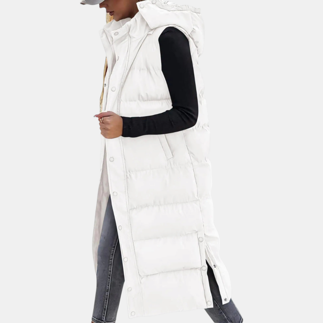 Irene – Long Hooded Quilted Puffer Vest