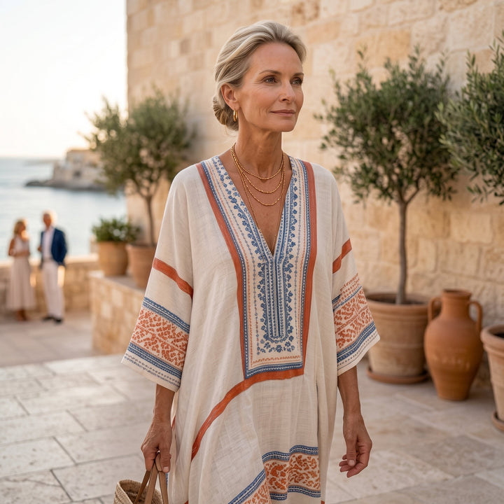 Sharon – Embroidered Boho Kaftan Maxi Dress