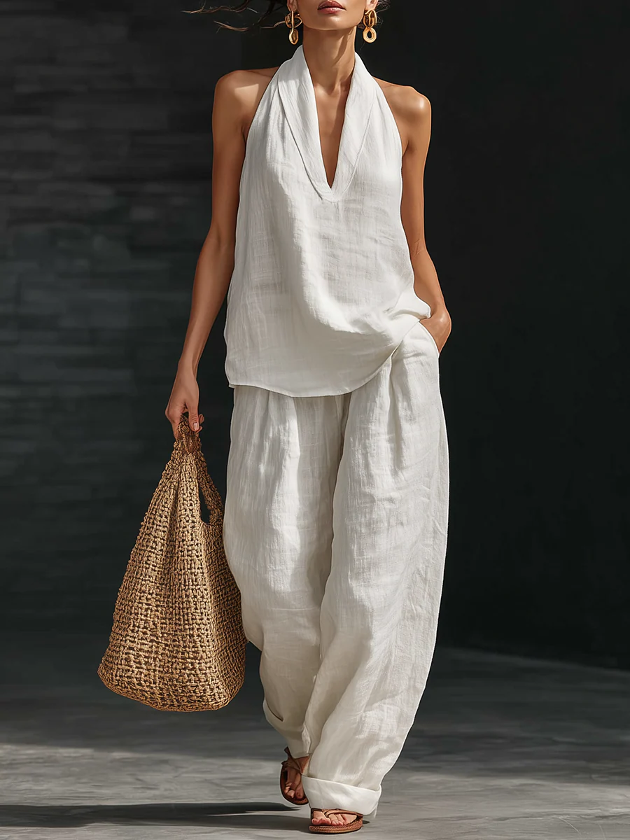 Kelly – Halter Top and Wide-Leg Pants Set