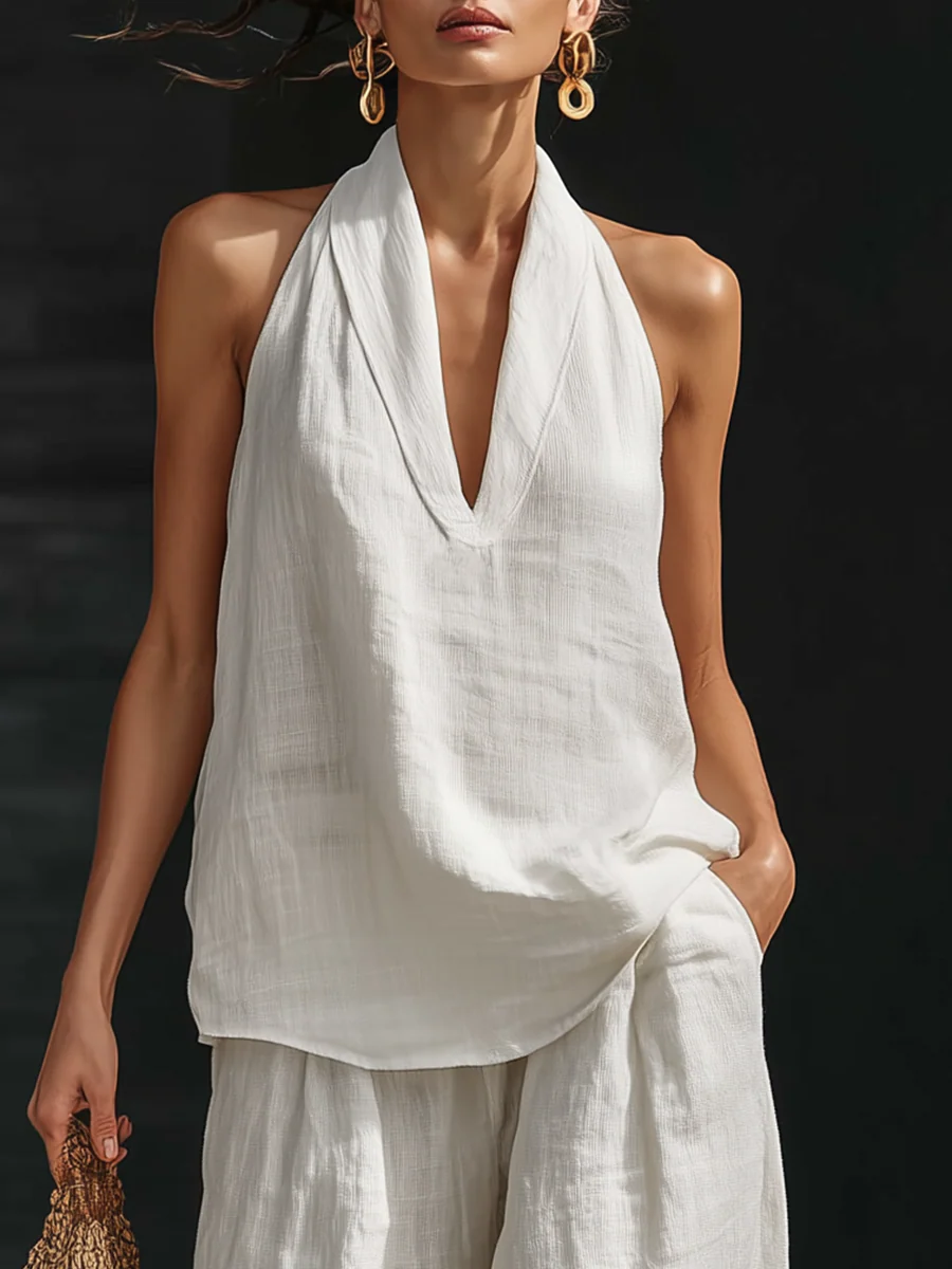Kelly – Halter Top and Wide-Leg Pants Set