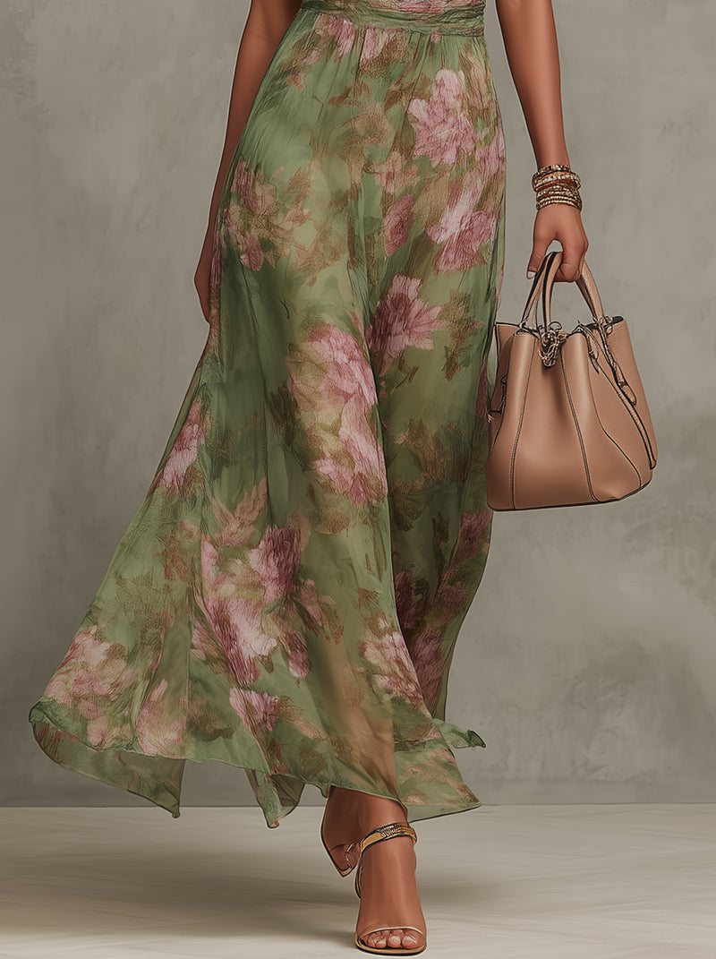 Caroline – Floral Halter Maxi Dress