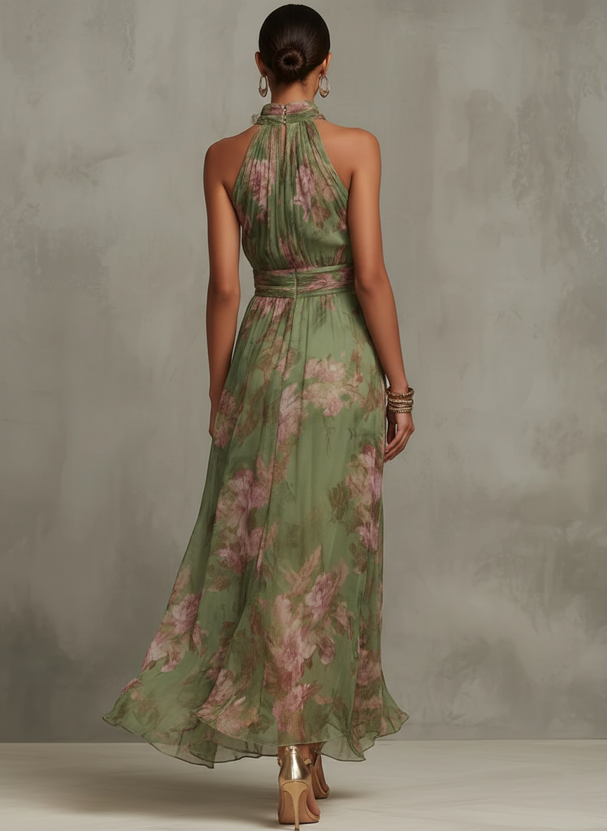 Caroline – Floral Halter Maxi Dress