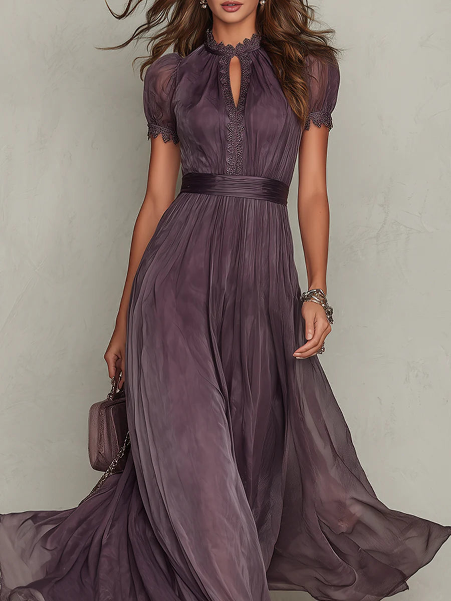 Toni – Lace Trim Keyhole Maxi Dress