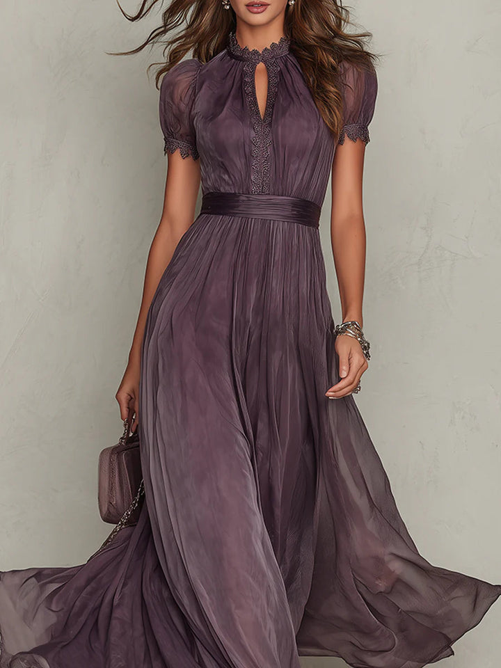 Toni – Lace Trim Keyhole Maxi Dress