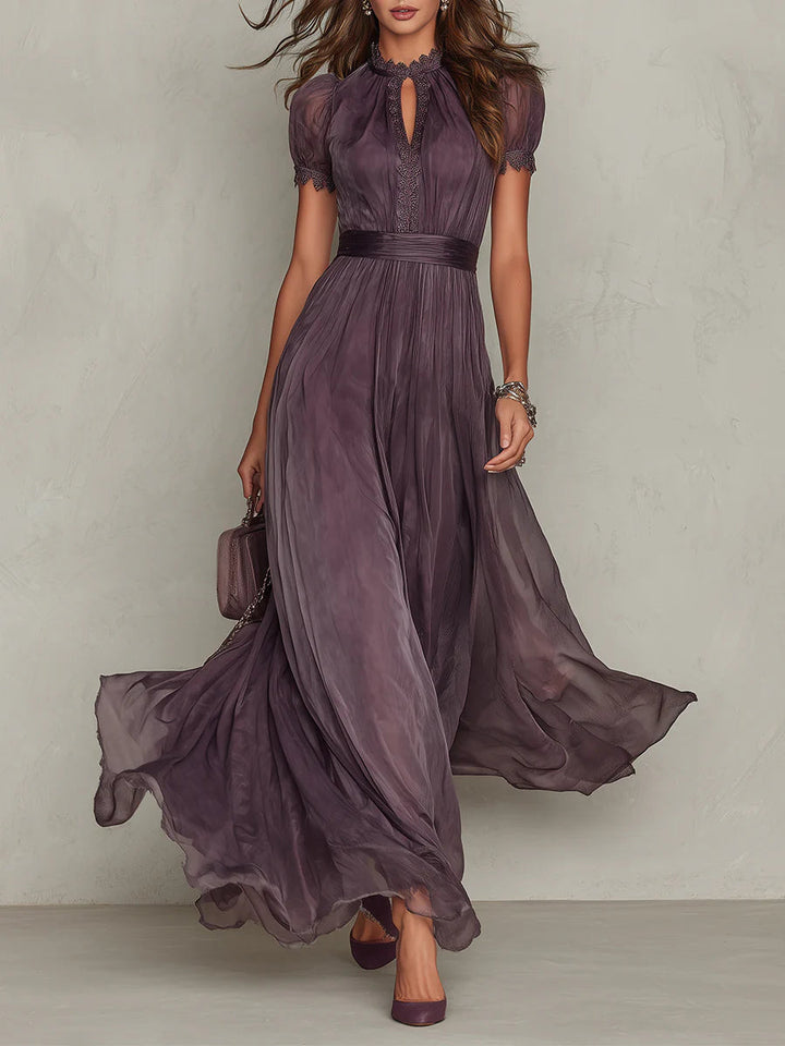 Toni – Lace Trim Keyhole Maxi Dress