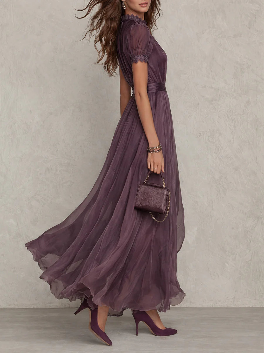 Toni – Lace Trim Keyhole Maxi Dress