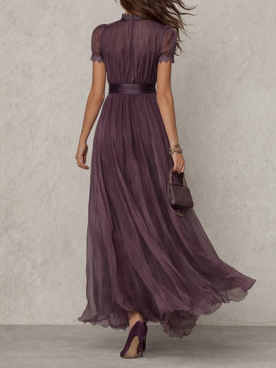 Toni – Lace Trim Keyhole Maxi Dress
