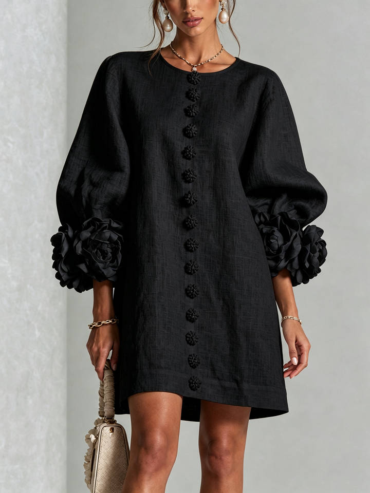 Joanne – Floral Cuff Button-Front Mini Dress