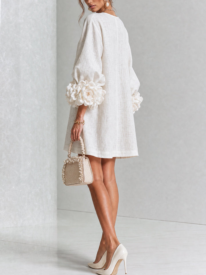 Joanne – Floral Cuff Button-Front Mini Dress