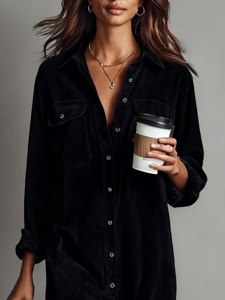 Marion – Corduroy-Look Midi Shirt Dress