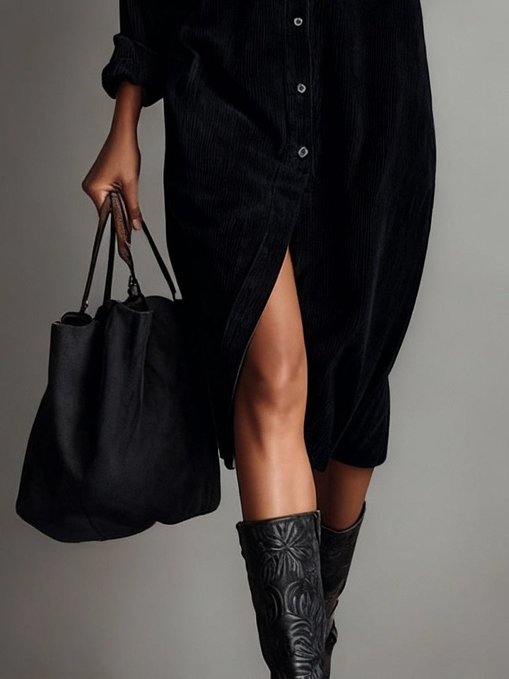 Marion – Corduroy-Look Midi Shirt Dress