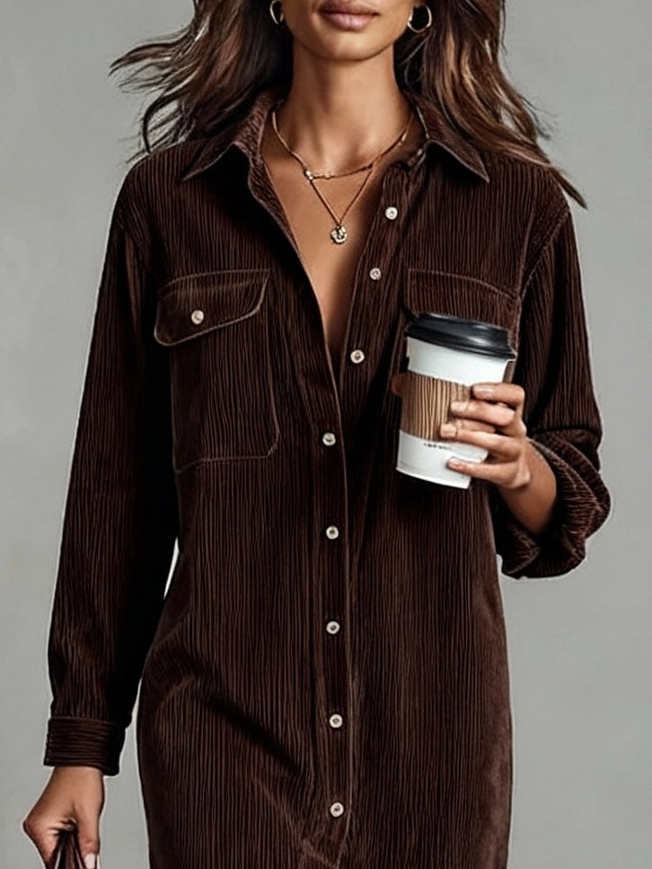 Marion – Corduroy-Look Midi Shirt Dress