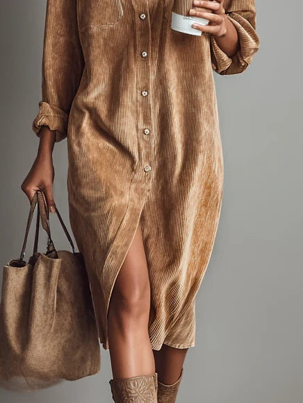 Marion – Corduroy-Look Midi Shirt Dress