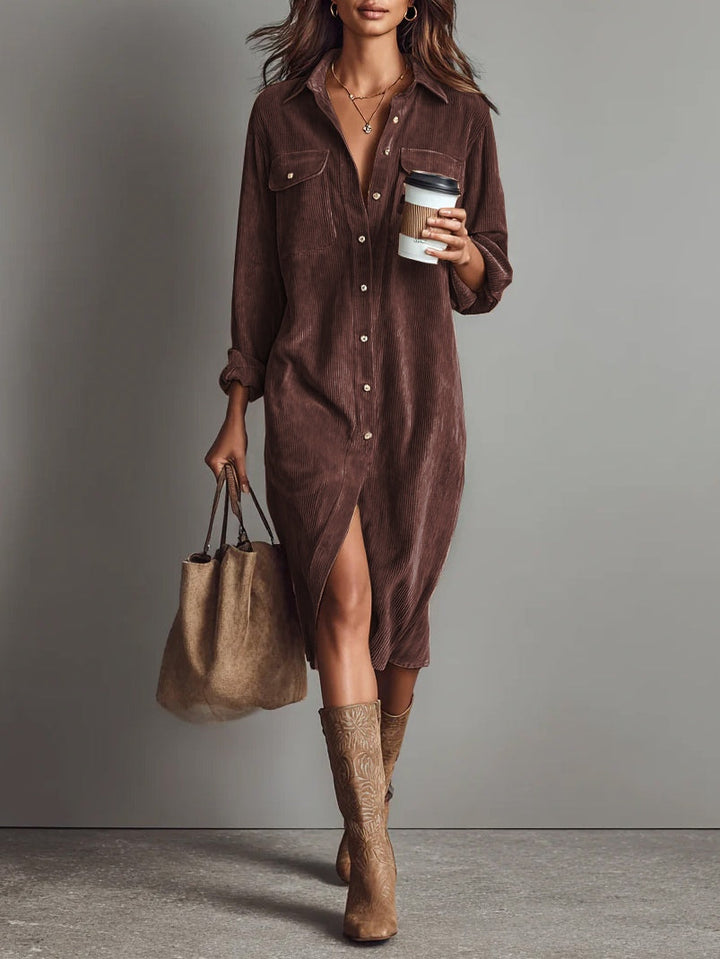 Marion – Corduroy-Look Midi Shirt Dress