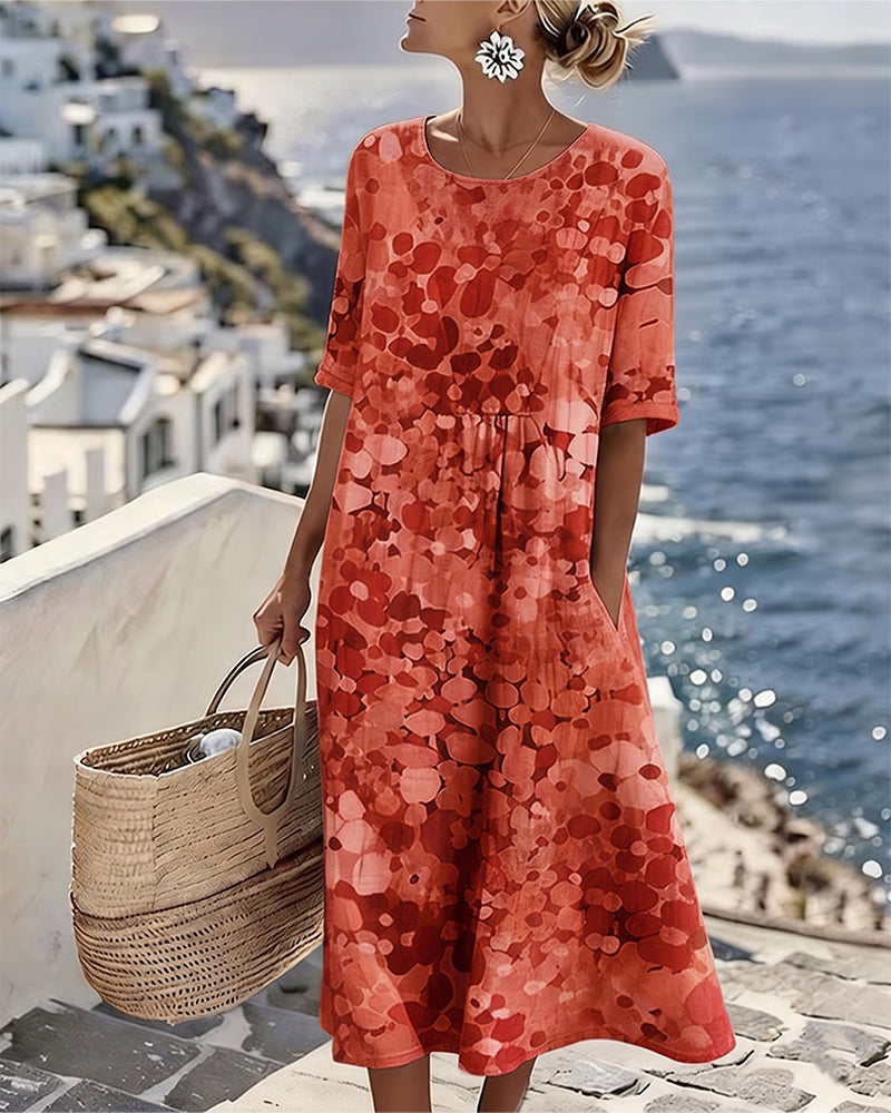 Jennifer – Abstract Floral Print Midi Dress