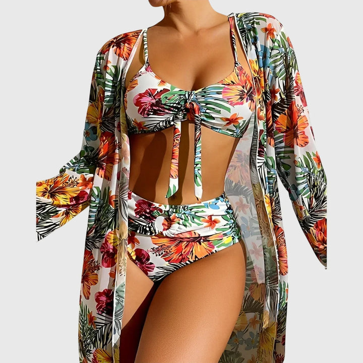 Rachel – Tropical Print Bikini and Cover-Up Set