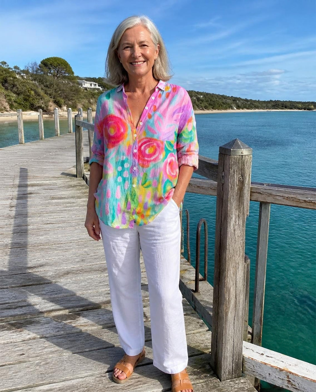 Tania – Artistic Floral Print Blouse