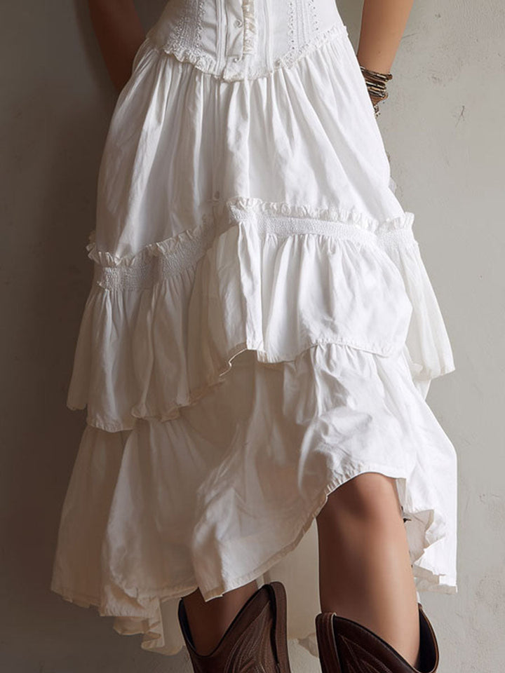 Naomi – Boho Corset Tiered Midi Dress