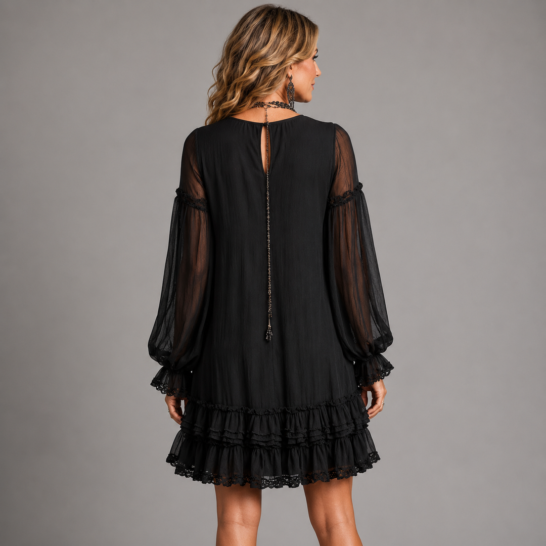 Tracy – Ruffled Chiffon-Look Mini Dress