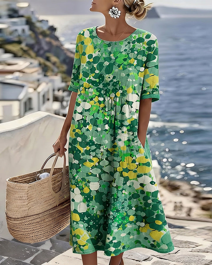 Jennifer – Abstract Floral Print Midi Dress