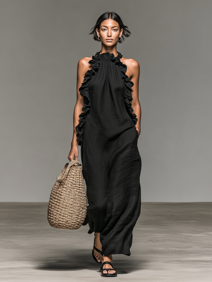 Pamela – Ruffled Halterneck Maxi Dress