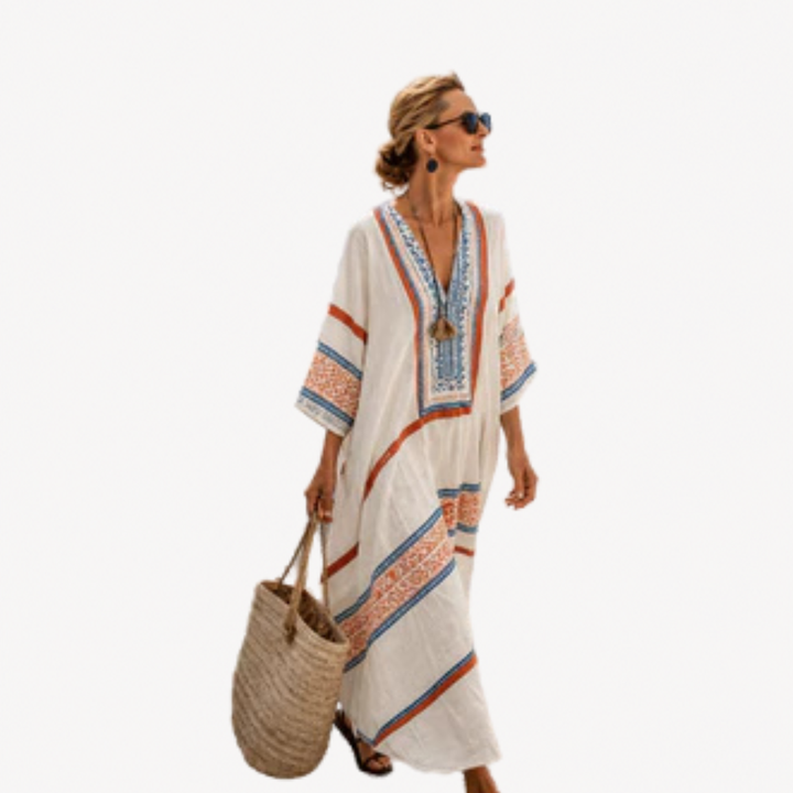 Sharon – Embroidered Boho Kaftan Maxi Dress
