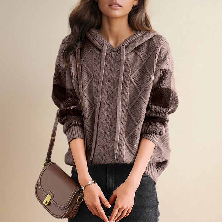 Jessica – Cable Knit Hooded Jumper