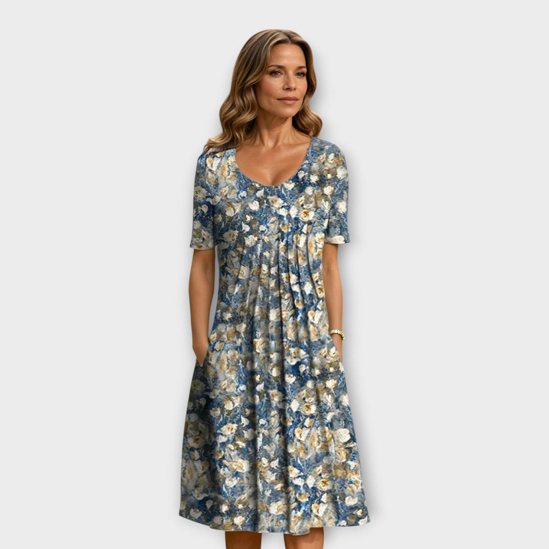 Anne – Floral Midi Dress with Pockets