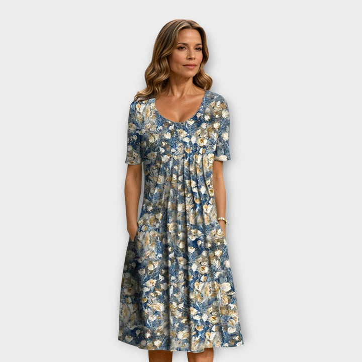 Anne – Floral Midi Dress with Pockets