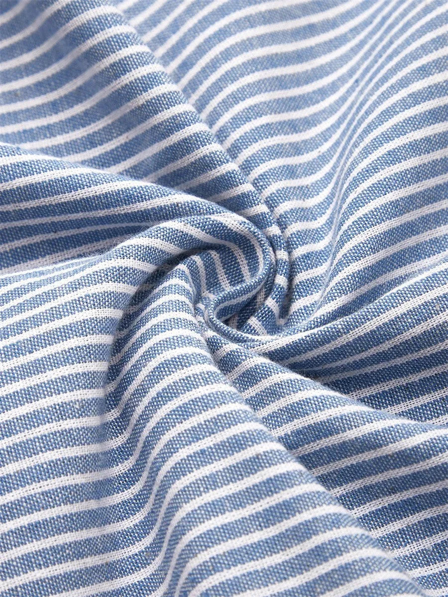 Carol – Striped Button-Detail Midi Dress