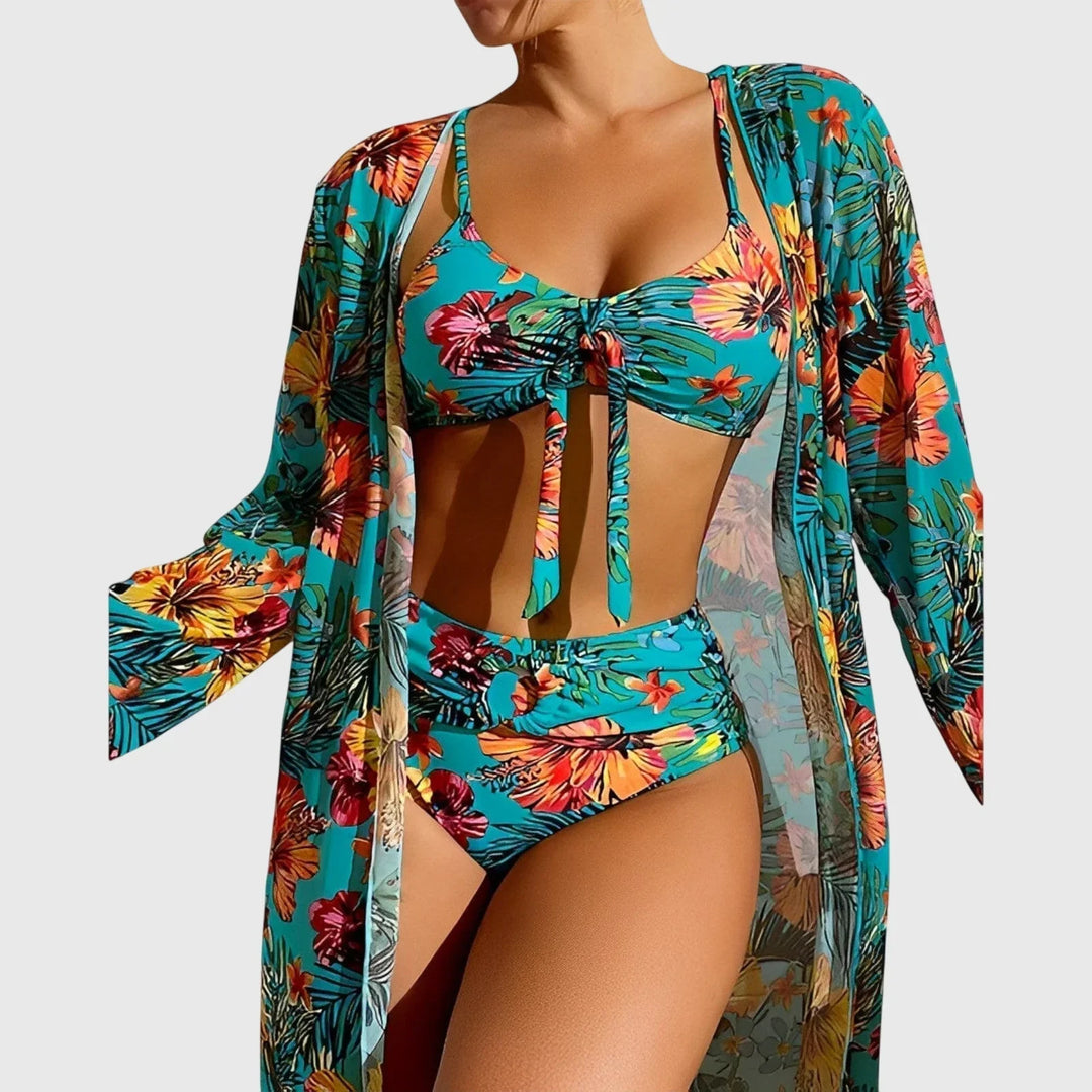 Rachel – Tropical Print Bikini and Cover-Up Set