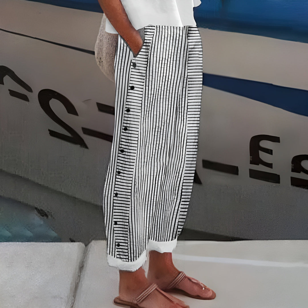 Michelle – Striped Straight-Leg Pants with Pockets