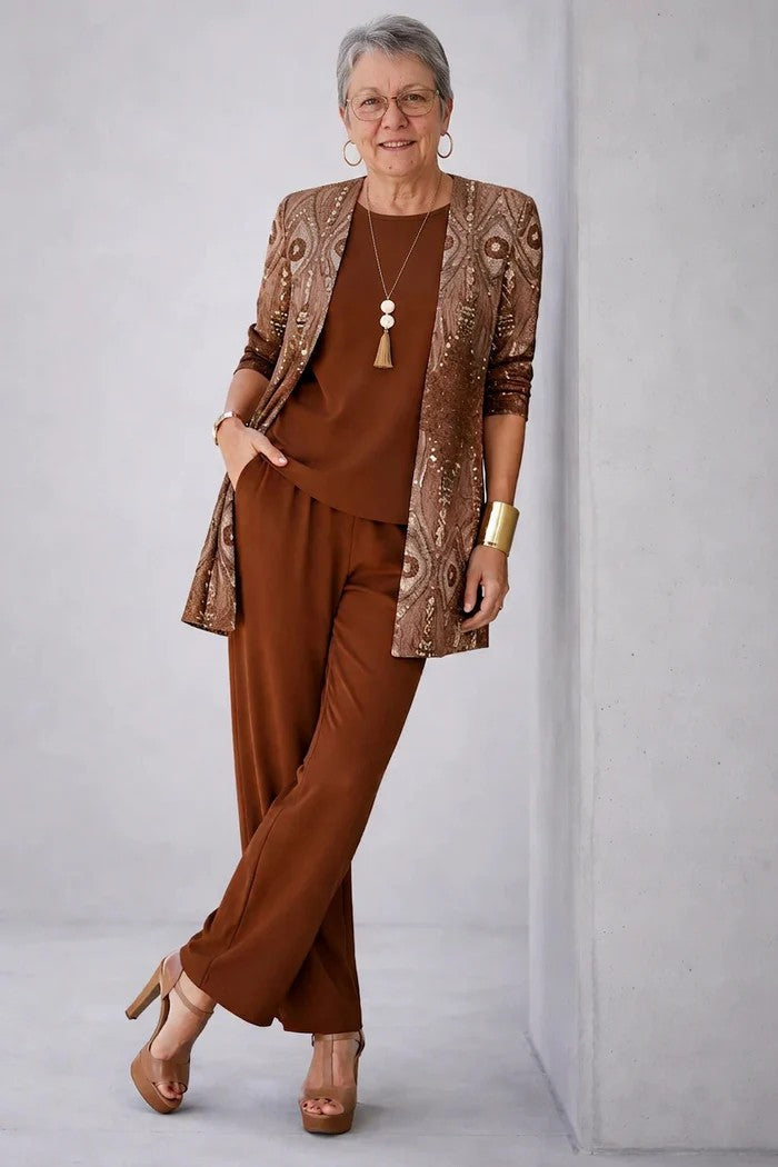 Jacqueline – Relaxed Tropical Print Three-Piece Set