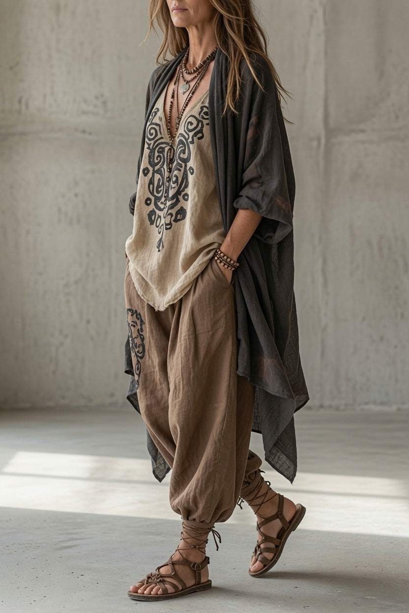 Heather – Relaxed Bohemian Printed Three-Piece Set