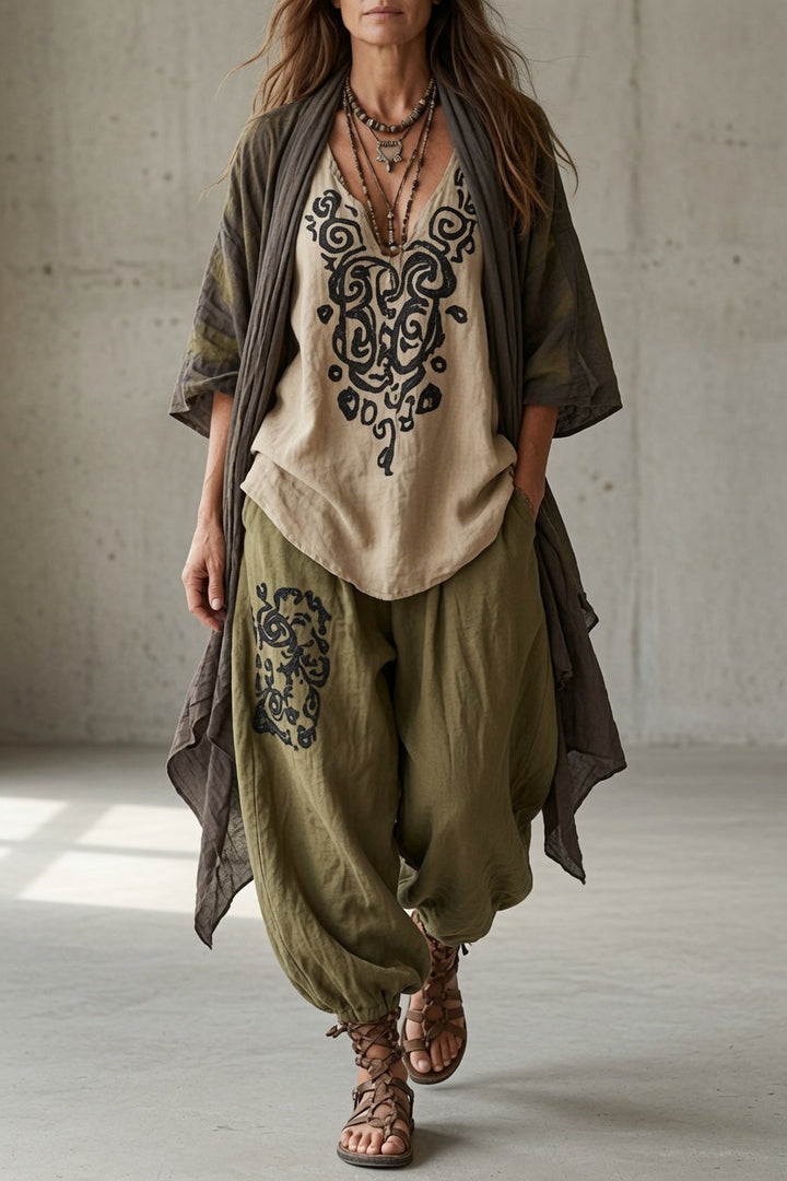 Heather – Relaxed Bohemian Printed Three-Piece Set