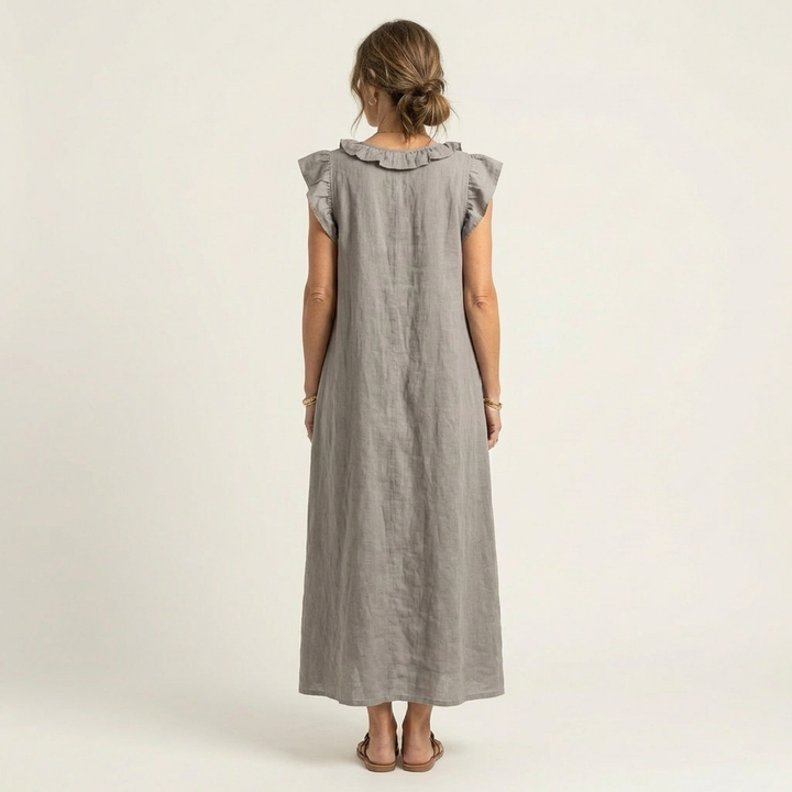 Sue – Ruffle V-Neck Relaxed Maxi Dress