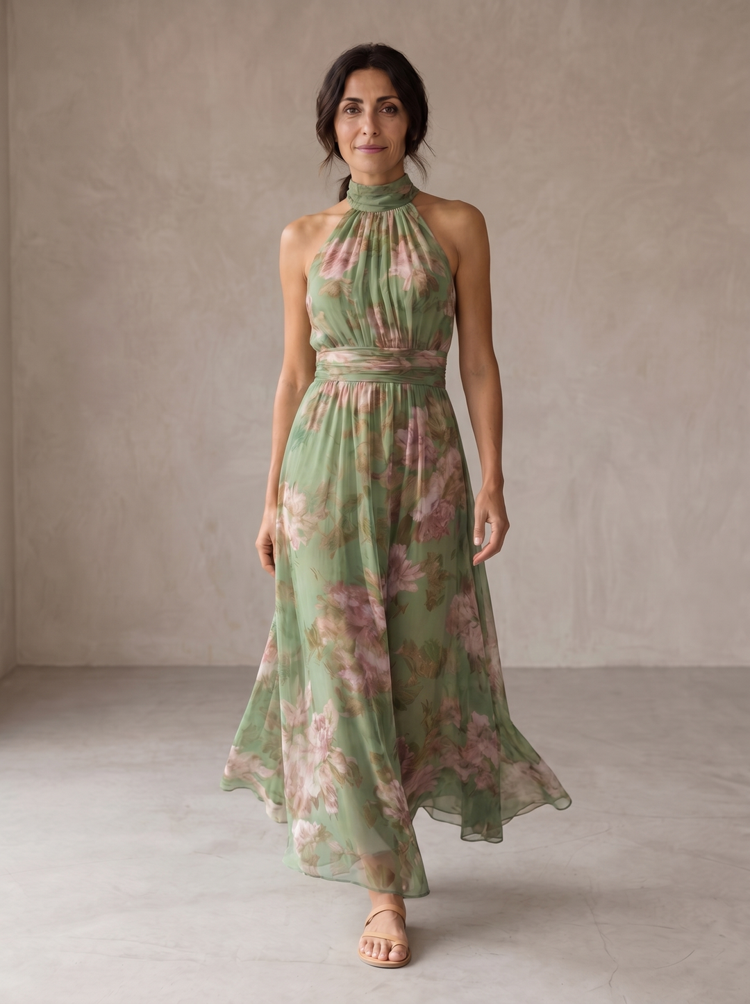 Caroline – Floral Halter Maxi Dress