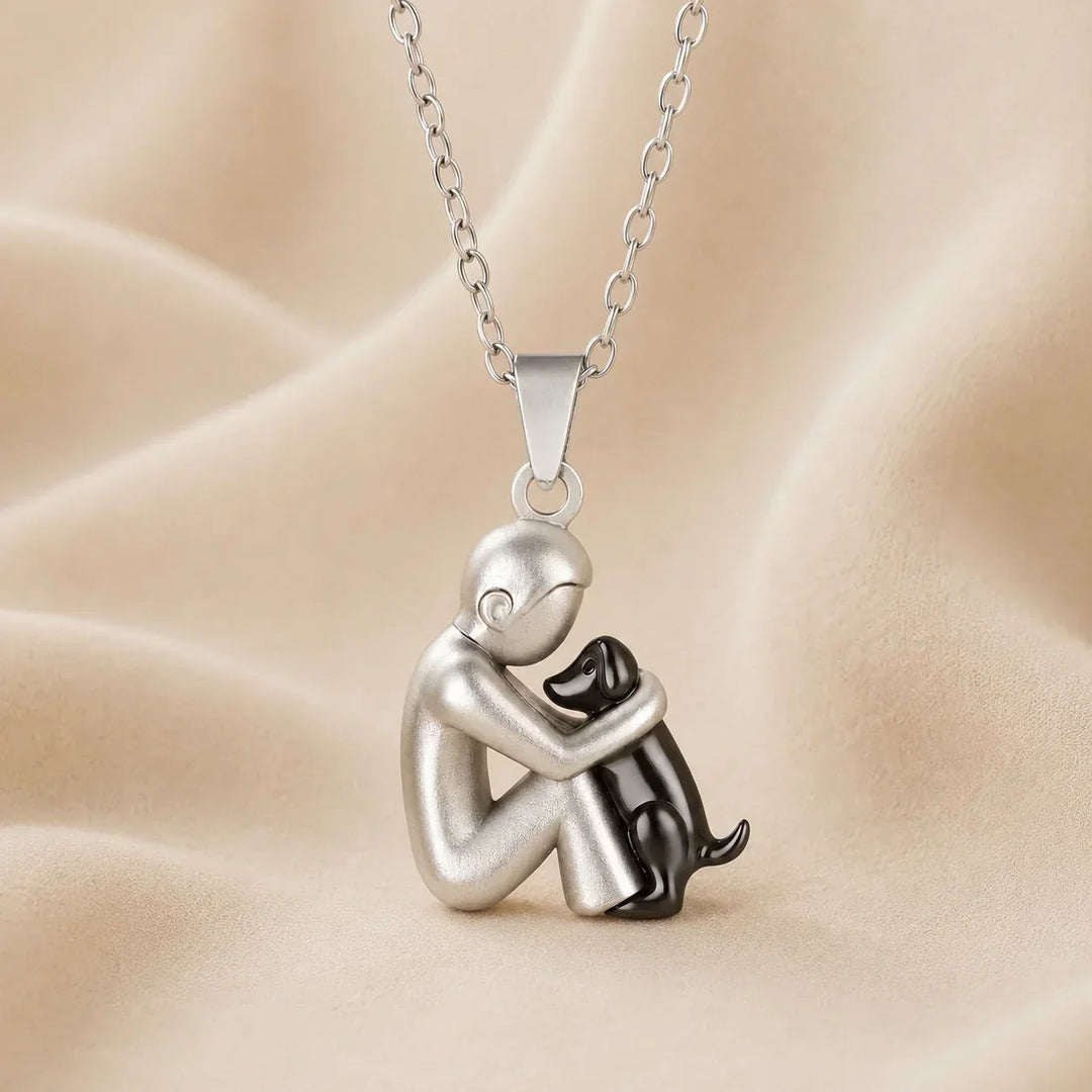 Dorothy – Person and Dog Embrace Pendant Necklace