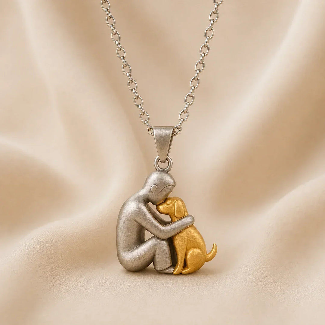 Dorothy – Person and Dog Embrace Pendant Necklace
