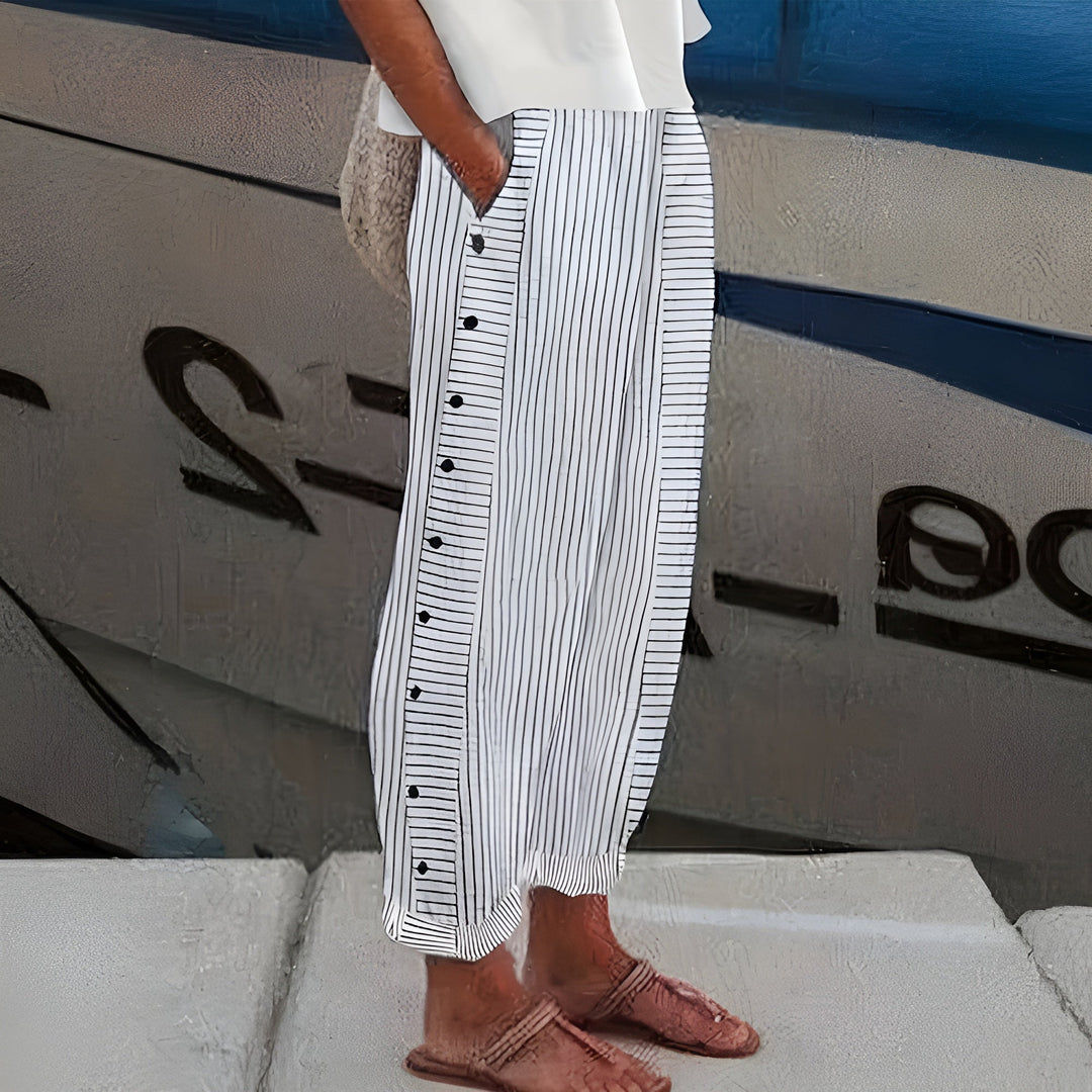 Michelle – Striped Straight-Leg Pants with Pockets