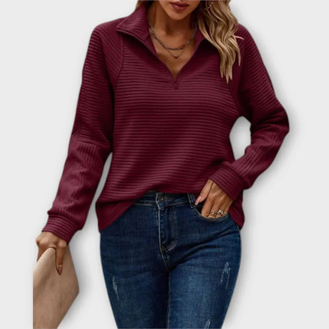 Lindsey – Half-Zip Ribbed Pullover Sweatshirt