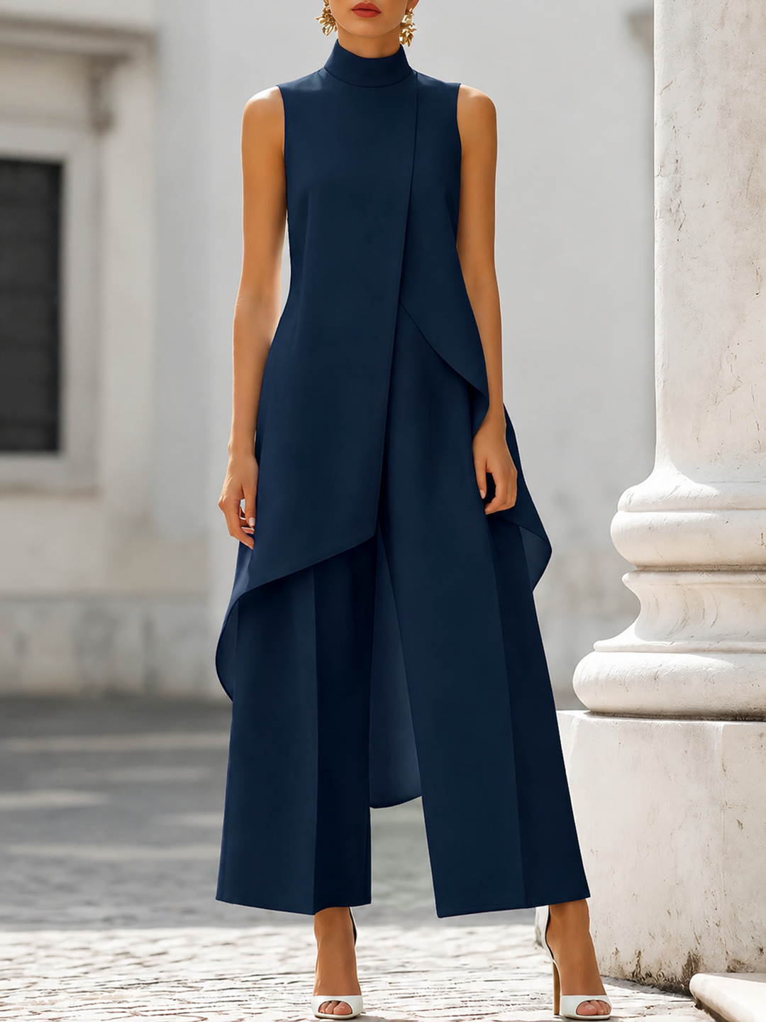 Bernadette – Sleeveless High-Neck Wide-Leg Set