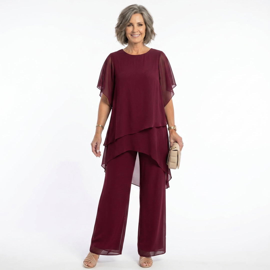 Nicole – Tiered Tunic and Wide-Leg Pants Set