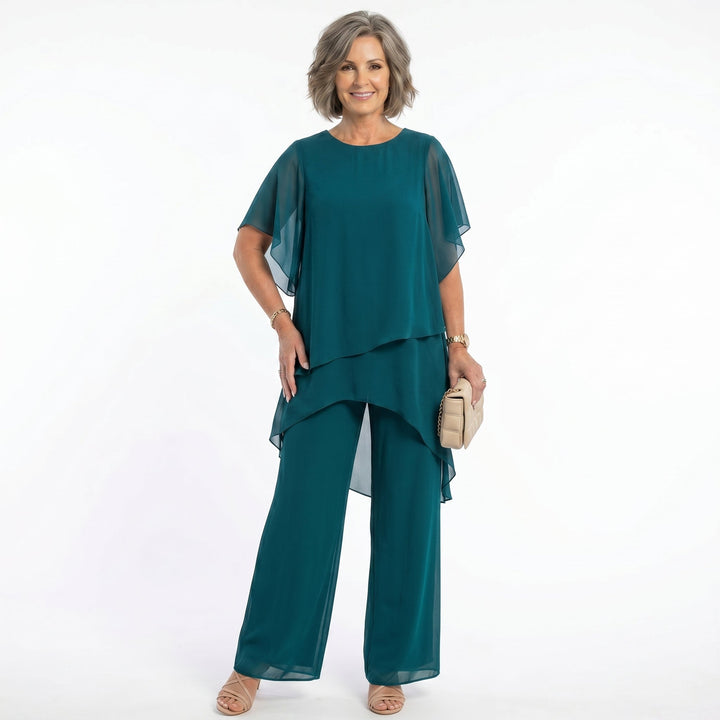 Nicole – Tiered Tunic and Wide-Leg Pants Set