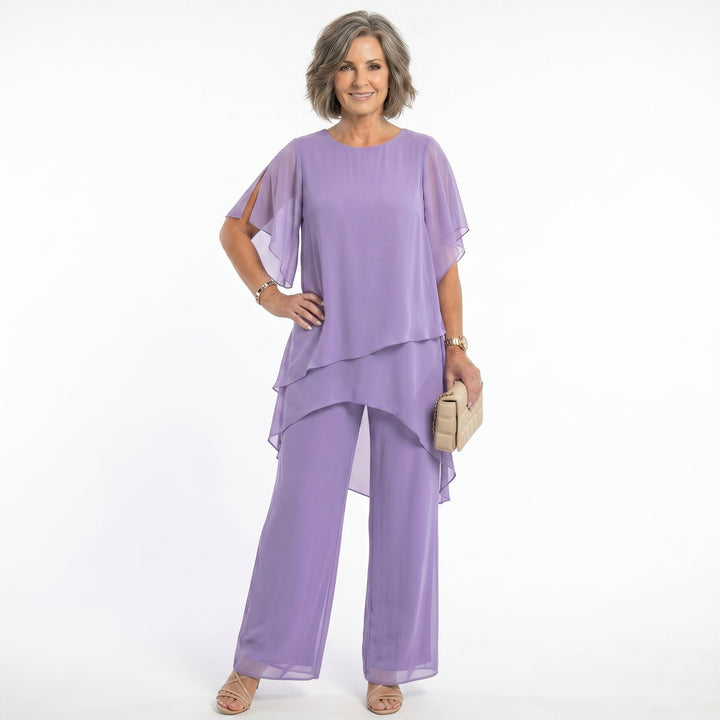 Nicole – Tiered Tunic and Wide-Leg Pants Set