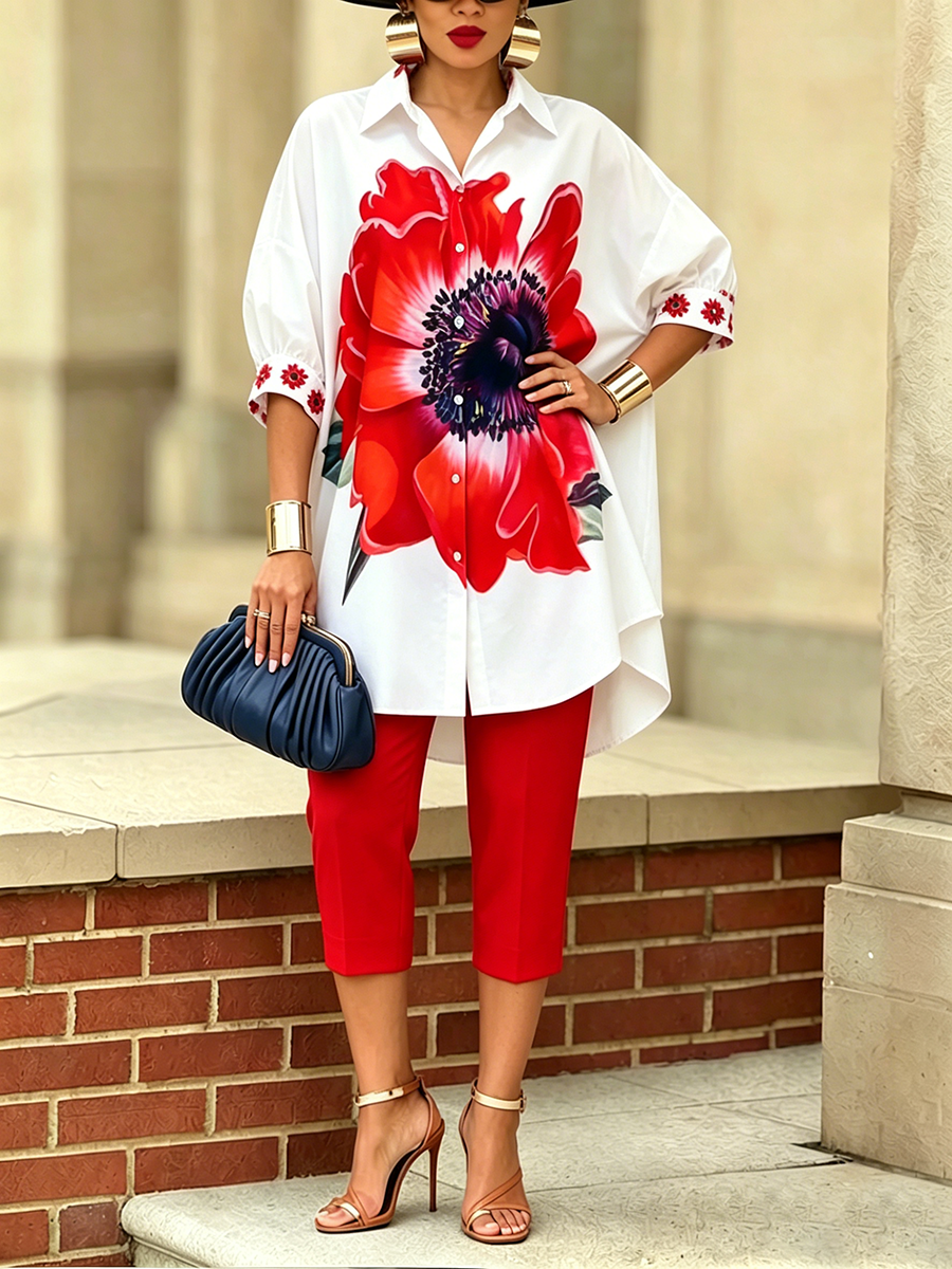 Marilyn – Floral Print Shirt and Pants Set